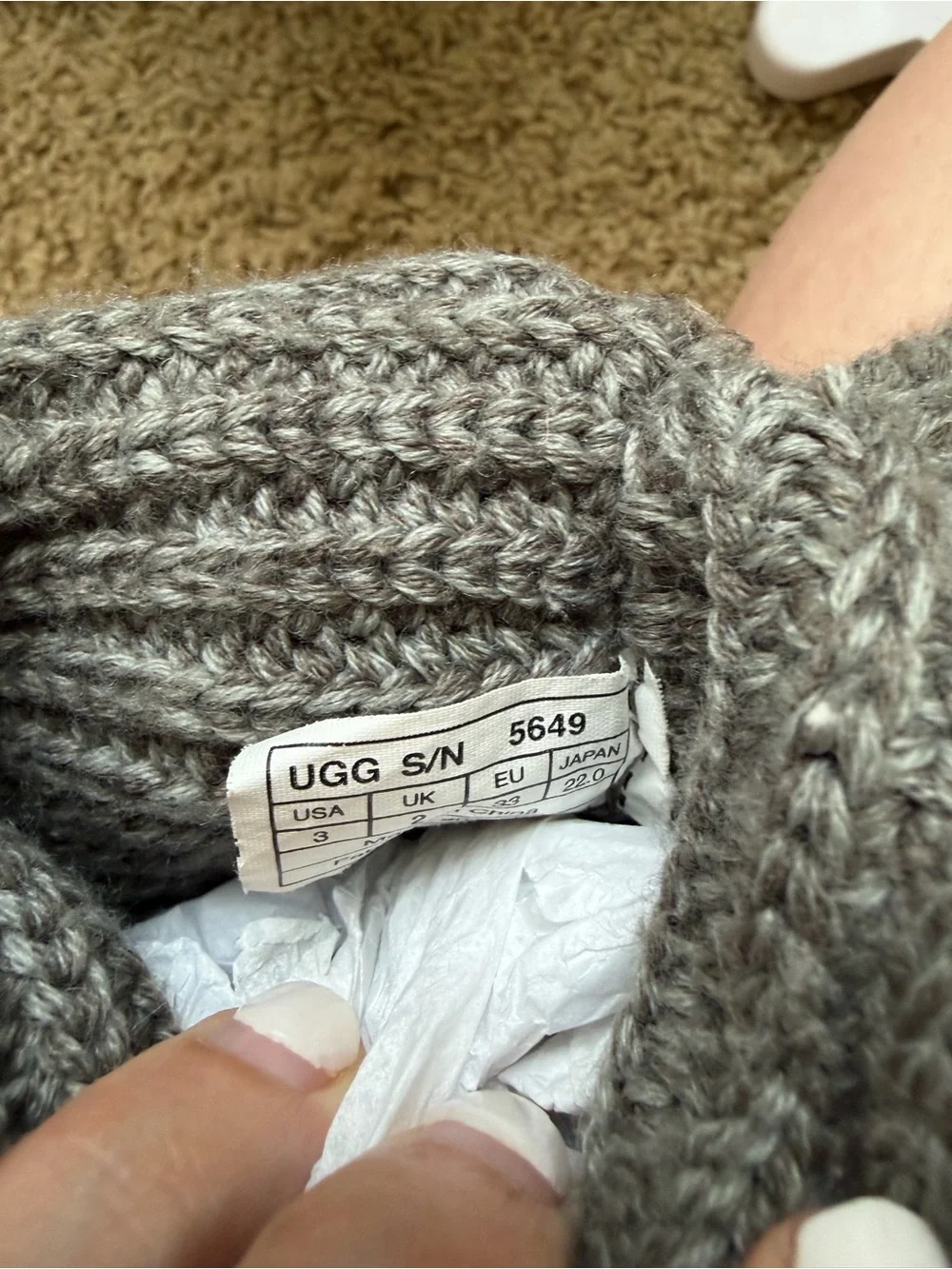 UGG Cardy Gray Boot Slippers Size 3